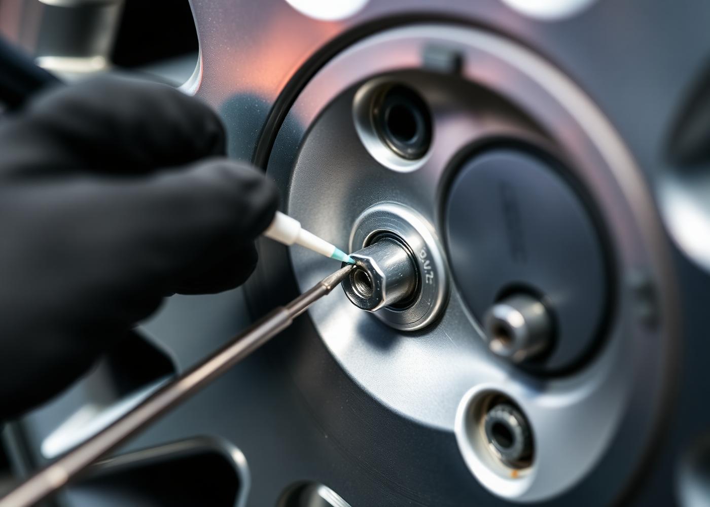 Technician applying precision wheel weights inside an alloy rim during mobile tire balancing service in the GTA